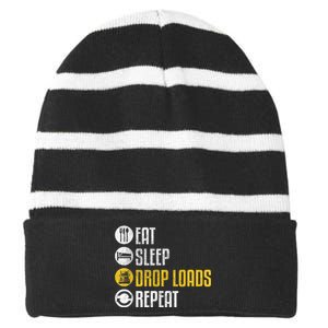 Funny Truck Driver Joke Saying Trucker Gift Striped Beanie with Solid Band