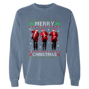 Funny Trump Dance Merry Christmas Ugly Xmas Sweater Pajamas Garment-Dyed Sweatshirt