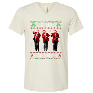 Funny Trump Dance Merry Christmas Ugly Xmas Sweater Pajamas V-Neck T-Shirt