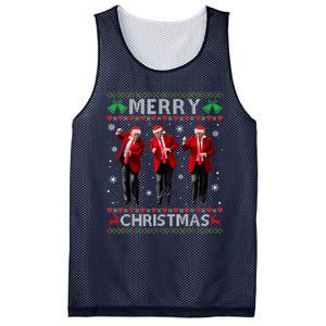 Funny Trump Dance Merry Christmas Ugly Xmas Sweater Pajamas Mesh Reversible Basketball Jersey Tank