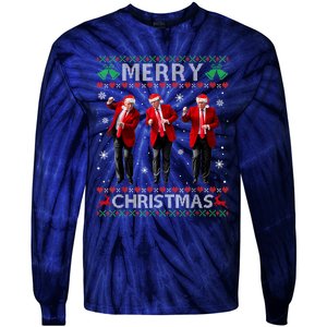 Funny Trump Dance Merry Christmas Ugly Xmas Sweater Pajamas Tie-Dye Long Sleeve Shirt