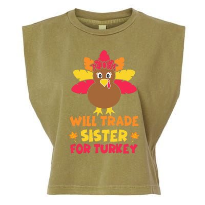 Funny Thanksgiving Day Will Trade Sister Turkey Garment-Dyed Women's Muscle Tee