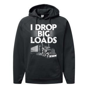 Funny Trucker Design For Semi Truck Driver Lover Performance Fleece Hoodie