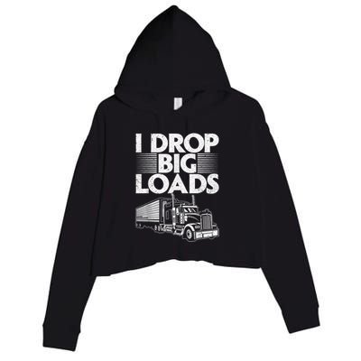 Funny Trucker Design For Semi Truck Driver Lover Crop Fleece Hoodie