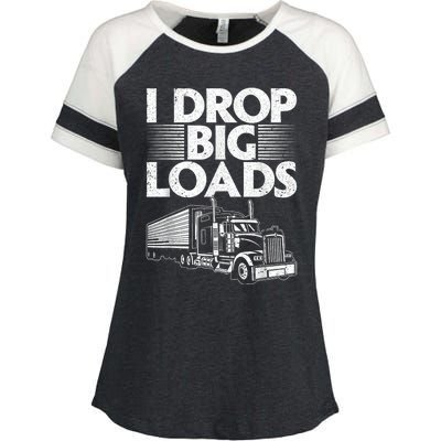 Funny Trucker Design For Semi Truck Driver Lover Enza Ladies Jersey Colorblock Tee