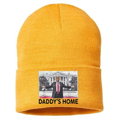 Funny Trump Daddys Home Trump 2024 Sustainable Knit Beanie