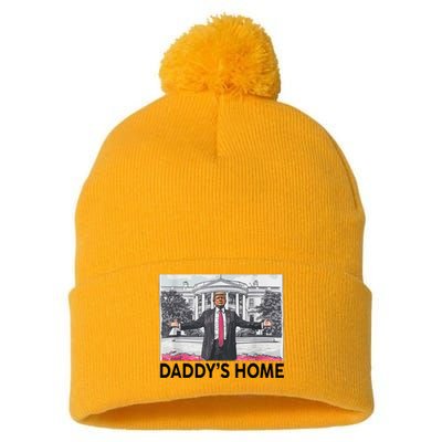 Funny Trump Daddys Home Trump 2024 Pom Pom 12in Knit Beanie