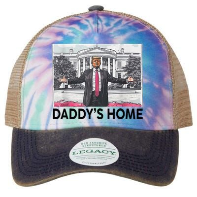 Funny Trump Daddys Home Trump 2024 Legacy Tie Dye Trucker Hat