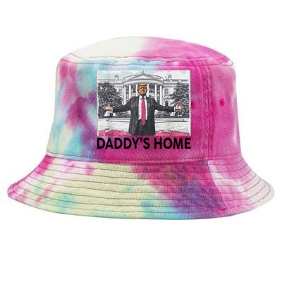 Funny Trump Daddys Home Trump 2024 Tie-Dyed Bucket Hat