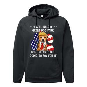 Funny Trump Dog T Build A Great Dog Park Political Performance Fleece Hoodie