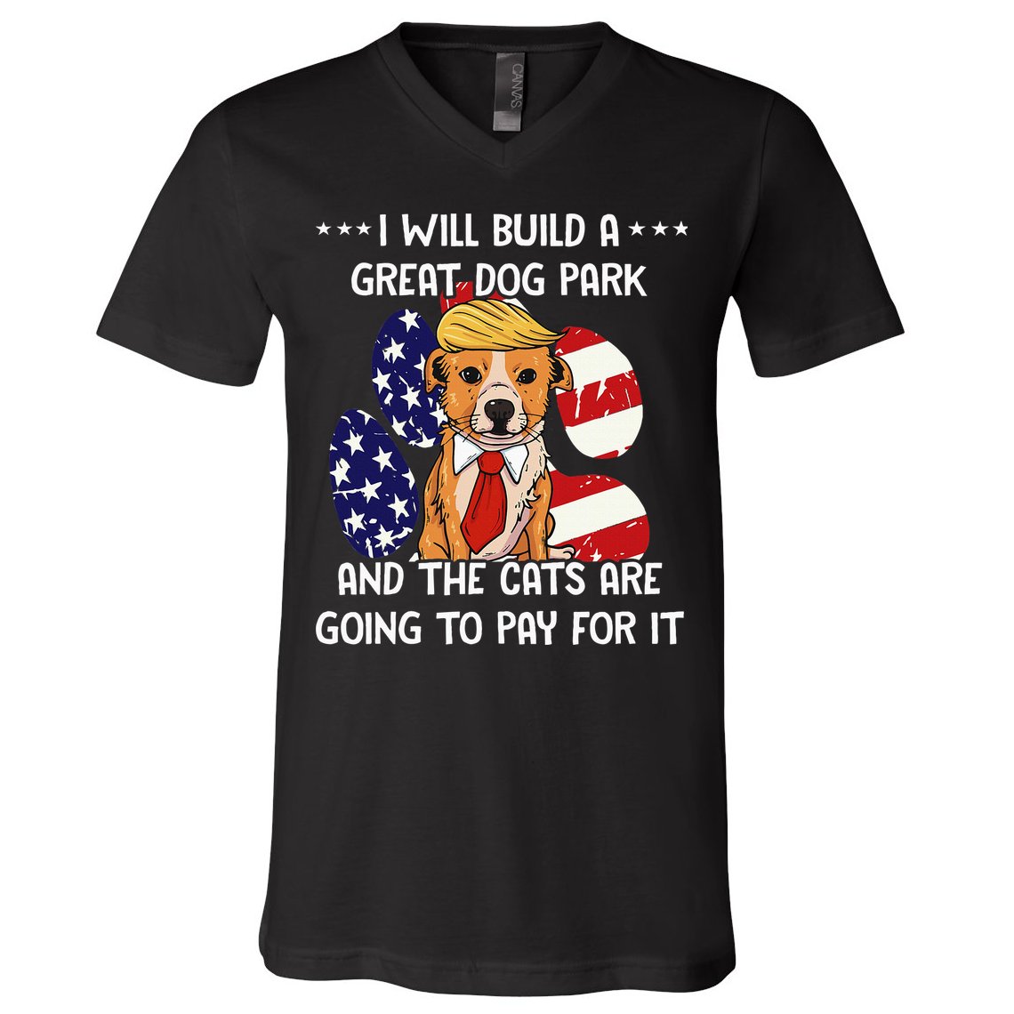 Funny Trump Dog T Build A Great Dog Park Political V-Neck T-Shirt