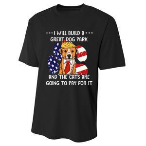 Funny Trump Dog T Build A Great Dog Park Political Performance Sprint T-Shirt