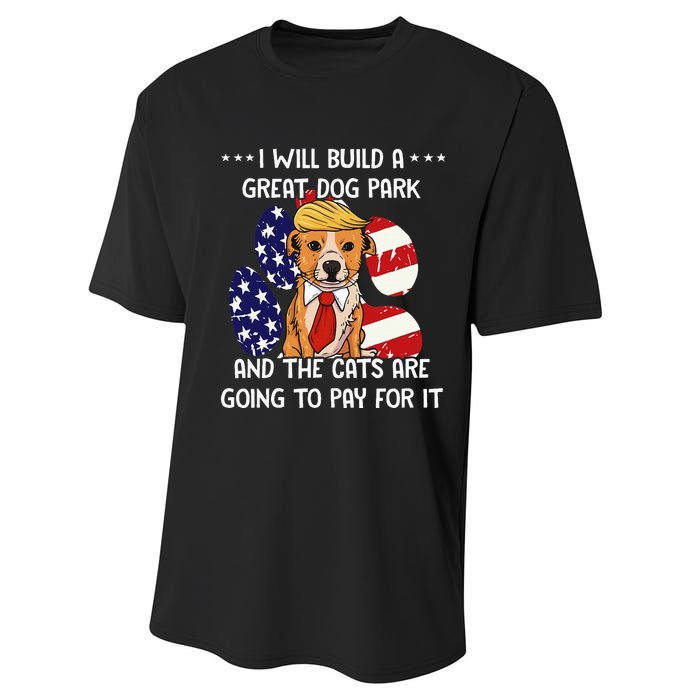 Funny Trump Dog T Build A Great Dog Park Political Performance Sprint T-Shirt