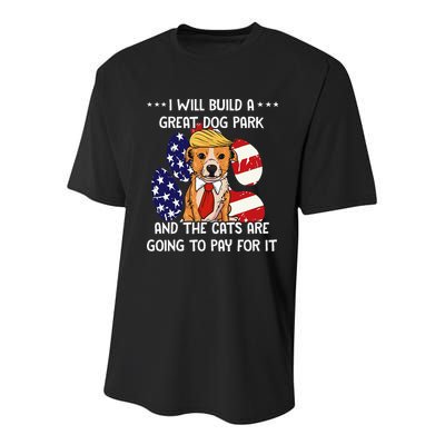 Funny Trump Dog T Build A Great Dog Park Political Youth Performance Sprint T-Shirt