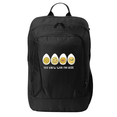 Funny Thanksgiving Dinner Deviled Egg You Know Why Im Here City Backpack