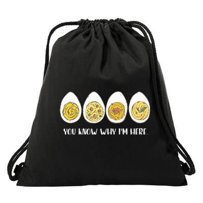 Funny Thanksgiving Dinner Deviled Egg You Know Why Im Here Drawstring Bag