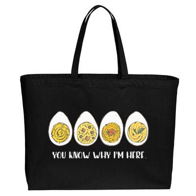 Funny Thanksgiving Dinner Deviled Egg You Know Why Im Here Cotton Canvas Jumbo Tote