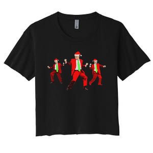 Funny Trump Dance Santa Claus Christmas Xmas Pajamas Holiday Women's Crop Top Tee