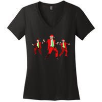 Funny Trump Dance Santa Claus Christmas Xmas Pajamas Holiday Women's V-Neck T-Shirt