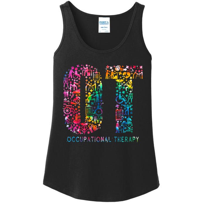 Funny Tie Dye Occupational Therapy Funny OT Month Assistant Ladies Essential Tank