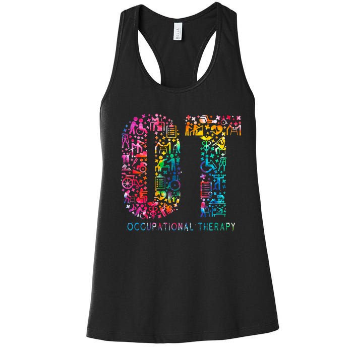 Funny Tie Dye Occupational Therapy Funny OT Month Assistant Women's Racerback Tank