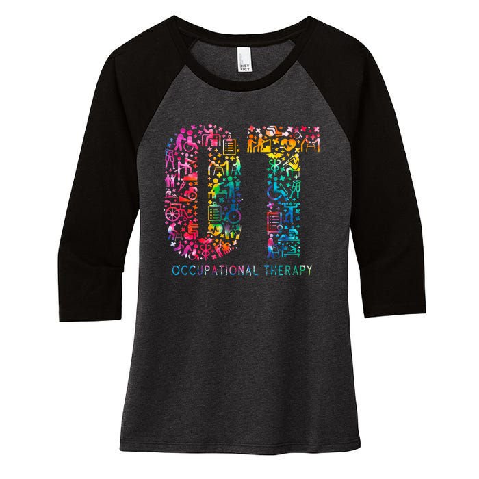 Funny Tie Dye Occupational Therapy Funny OT Month Assistant Women's Tri-Blend 3/4-Sleeve Raglan Shirt