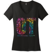 Funny Tie Dye Occupational Therapy Funny OT Month Assistant Women's V-Neck T-Shirt