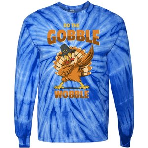 Funny Thanksgiving Dabbing Turkey Pilgrim Hat Holiday Gift Tie-Dye Long Sleeve Shirt