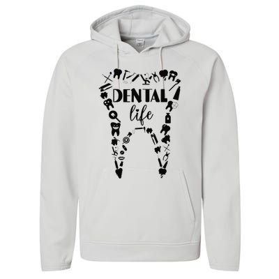 Funny Teeth Dental Life Dentist Tools Dental Assistant Gift Performance Fleece Hoodie