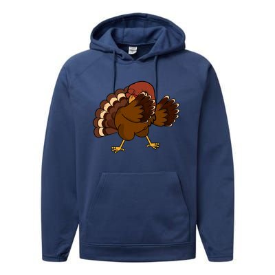 Funny Thanksgiving Dabbing Turkey Great Gift Performance Fleece Hoodie