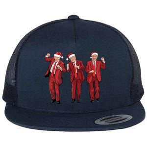 Funny Trump Dance Merry Christmas Santa Hats Trump 2024 Gift Flat Bill Trucker Hat