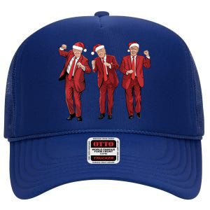 Funny Trump Dance Merry Christmas Santa Hats Trump 2024 Gift High Crown Mesh Back Trucker Hat