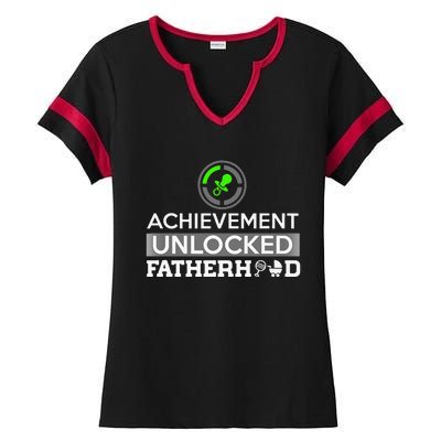 First Time Dad Dad To Be First Fathers Day Gift Ladies Halftime Notch Neck Tee