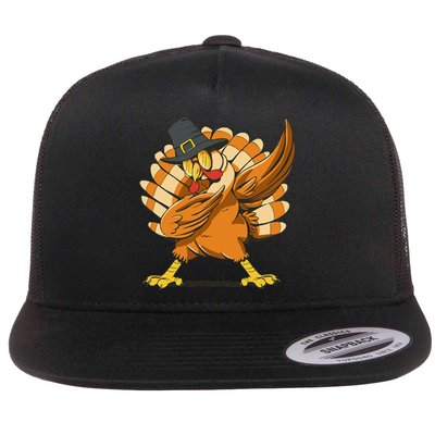 Funny Thanksgiving Day Pilgrim Dab Dance Flat Bill Trucker Hat