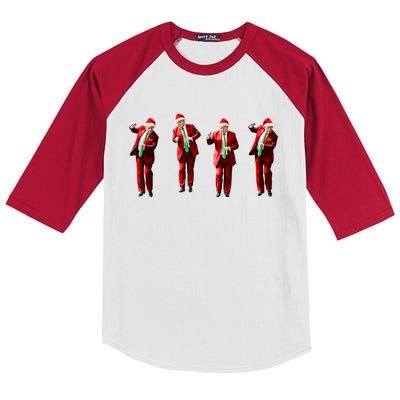 Funny Trump Dance Santa Claus Christmas Xmas Pajamas Holiday Kids Colorblock Raglan Jersey