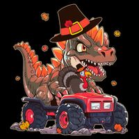 Funny Thanksgiving Dinosaur And Turkey Riding Monster Truck Backpack