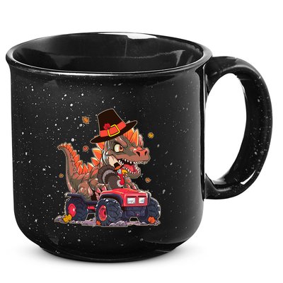 Funny Thanksgiving Dinosaur And Turkey Riding Monster Truck 15oz Campfire Ceramic Mug
