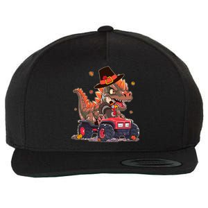 Funny Thanksgiving Dinosaur And Turkey Riding Monster Truck Wool Snapback Cap