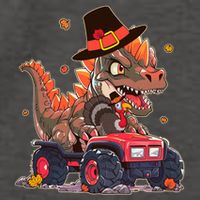 Funny Thanksgiving Dinosaur And Turkey Riding Monster Truck Vector Backpack