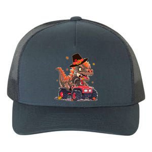 Funny Thanksgiving Dinosaur And Turkey Riding Monster Truck Yupoong Adult 5-Panel Trucker Hat