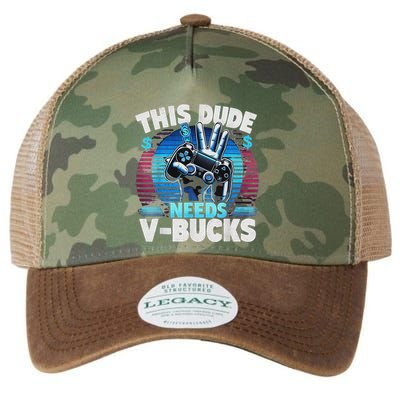 Funny This Dude Needs V Bucks Will Work For Bucks Gamer Legacy Tie Dye Trucker Hat