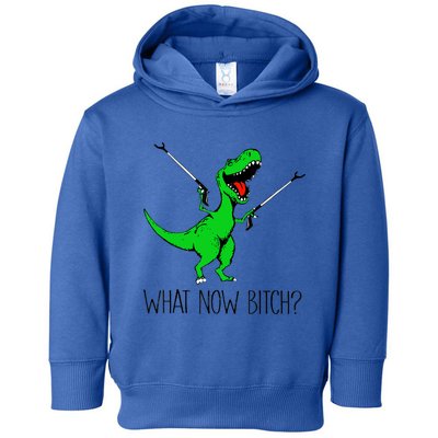 Funny TRex Dinosaur Gift What Now Bitch Funny Tyrannosaurus Rex Gift Toddler Hoodie