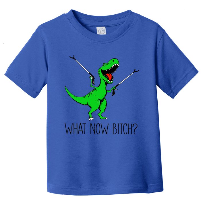 Funny TRex Dinosaur Gift What Now Bitch Funny Tyrannosaurus Rex Gift Toddler T-Shirt