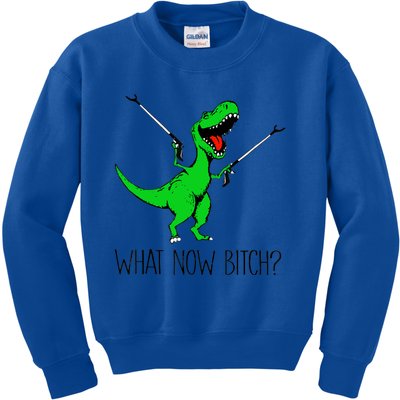 Funny TRex Dinosaur Gift What Now Bitch Funny Tyrannosaurus Rex Gift Kids Sweatshirt