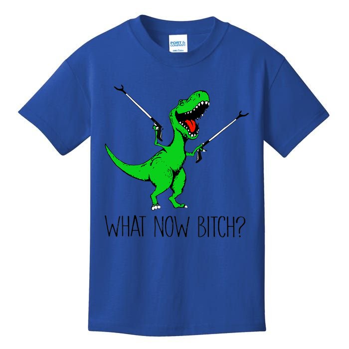 Funny TRex Dinosaur Gift What Now Bitch Funny Tyrannosaurus Rex Gift Kids T-Shirt