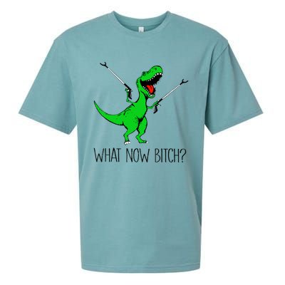 Funny TRex Dinosaur Gift What Now Bitch Funny Tyrannosaurus Rex Gift Sueded Cloud Jersey T-Shirt