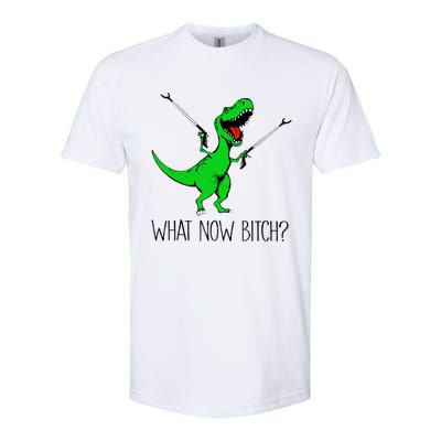 Funny TRex Dinosaur Gift What Now Bitch Funny Tyrannosaurus Rex Gift Softstyle CVC T-Shirt