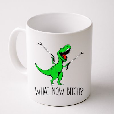 Funny TRex Dinosaur Gift What Now Bitch Funny Tyrannosaurus Rex Gift Coffee Mug