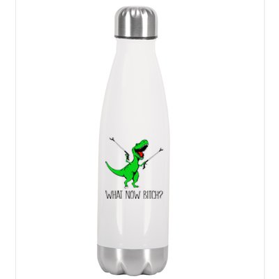 Funny TRex Dinosaur Gift What Now Bitch Funny Tyrannosaurus Rex Gift Stainless Steel Insulated Water Bottle