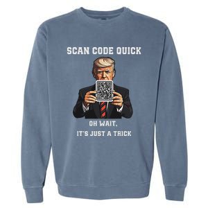 Funny Trump Dancing Troll Qr Joke Garment-Dyed Sweatshirt